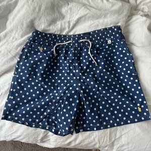 Polo Ralph Lauren lined swim trunks - blue/white polka dots